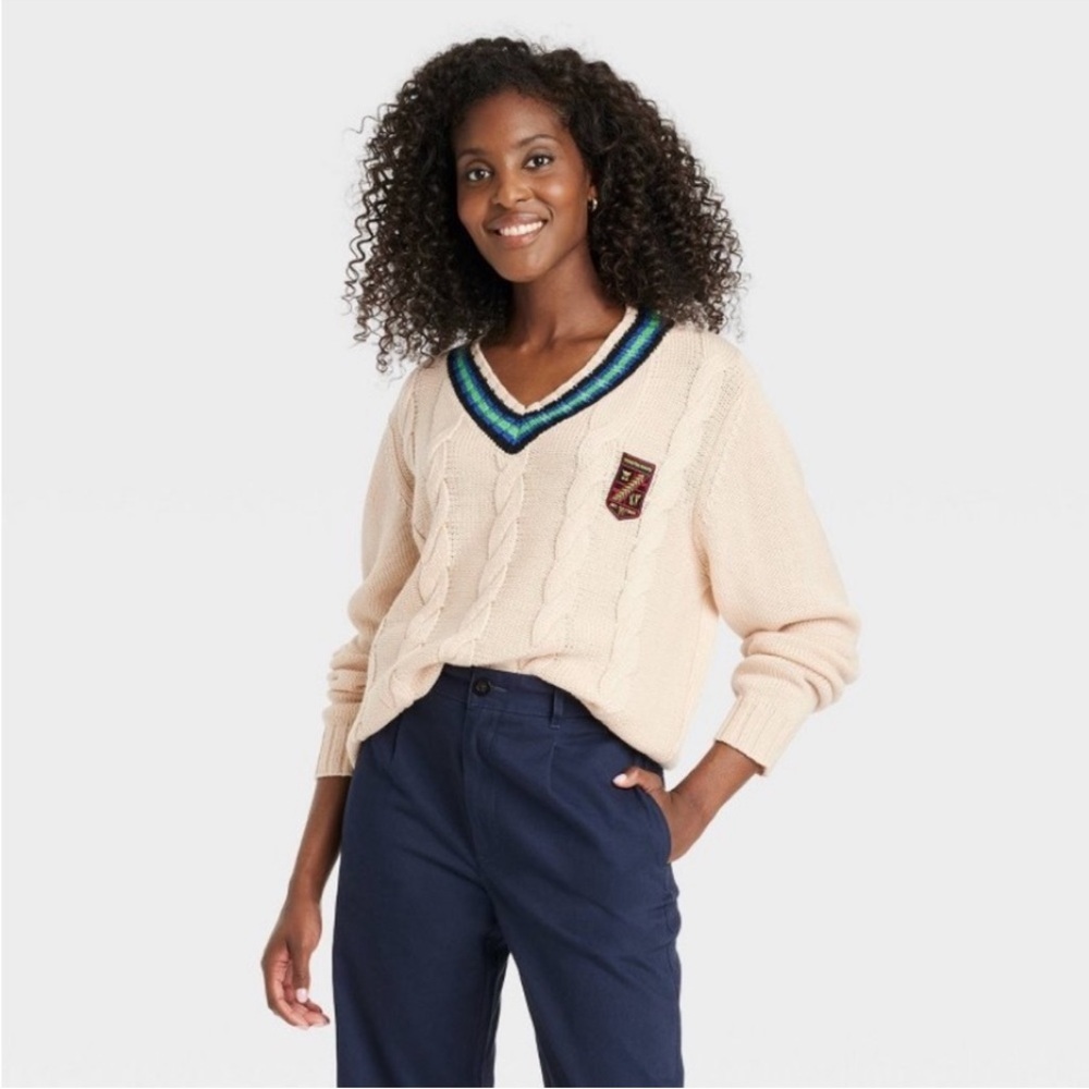 Houston white adult v neck‎ tennis pullover sweater new
